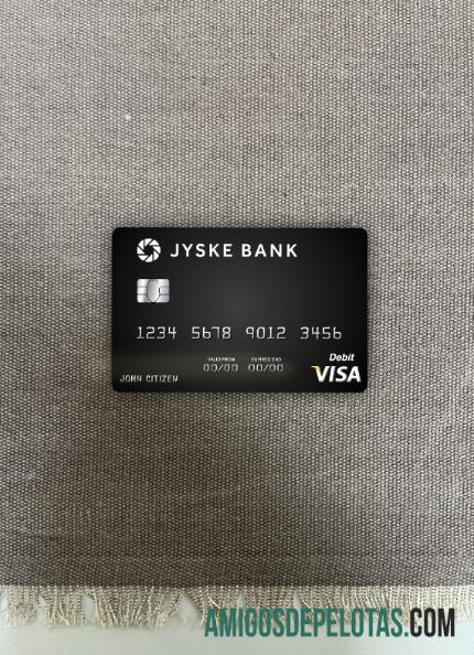 Cartão de débito Visa da Dinamarca Jyske Bank com foto na frente modelo